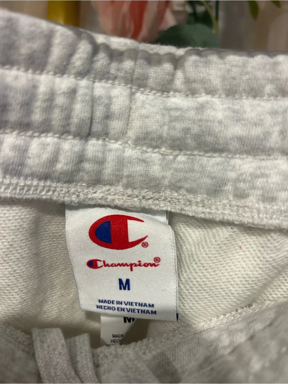 NWT Champion Logo Tape Fleece Shorts Ash Heather Gray Cotton Blend Size M